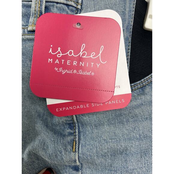 Isabel Maternity Midi Jean Shorts New Expandable Side Panels 4" Inseam Size 6 - Picture 4 of 6